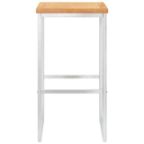 NNEVL Bar Stools 4 pcs Solid Teak Wood and Stainless Steel