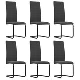 NNEVL Cantilever Dining Chairs 6 pcs Dark Grey Fabric