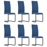 NNEVL Cantilever Dining Chairs 6 pcs Blue Fabric