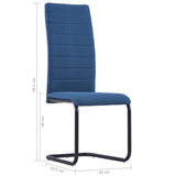 NNEVL Cantilever Dining Chairs 6 pcs Blue Fabric