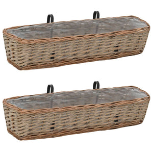NNEVL Balcony Planter 2 pcs Wicker with PE Lining 80 cm