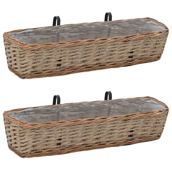 NNEVL Balcony Planter 2 pcs Wicker with PE Lining 80 cm