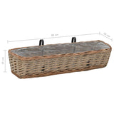 NNEVL Balcony Planter 2 pcs Wicker with PE Lining 80 cm