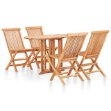 NNEVL 5 Piece Folding Outdoor Dining Set Solid Teak Wood