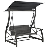 NNEVL 3-seater Garden Swing Bench with Canopy Poly Rattan Grey