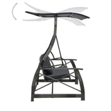 NNEVL 3-seater Garden Swing Bench with Canopy Poly Rattan Grey