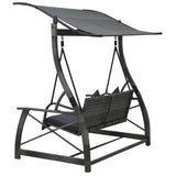 NNEVL 3-seater Garden Swing Bench with Canopy Poly Rattan Grey