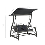 NNEVL 3-seater Garden Swing Bench with Canopy Poly Rattan Grey