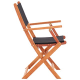 NNEVL Folding Garden Chairs 4 pcs Black Solid Eucalyptus Wood and Textilene