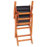 NNEVL Folding Garden Chairs 4 pcs Black Solid Eucalyptus Wood and Textilene