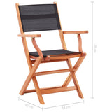NNEVL Folding Garden Chairs 4 pcs Black Solid Eucalyptus Wood and Textilene