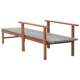 NNEVL Sun Lounger Poly Rattan and Solid Acacia Wood Grey