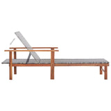 NNEVL Sun Lounger Poly Rattan and Solid Acacia Wood Grey