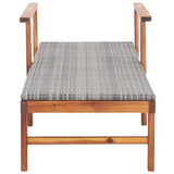 NNEVL Sun Lounger Poly Rattan and Solid Acacia Wood Grey