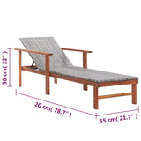 NNEVL Sun Lounger Poly Rattan and Solid Acacia Wood Grey