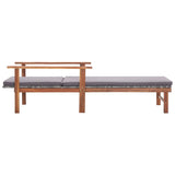 NNEVL Sun Lounger with Cushion Poly Rattan and Solid Acacia Wood Grey