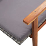 NNEVL Sun Lounger with Cushion Poly Rattan and Solid Acacia Wood Grey