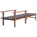 NNEVL Sun Lounger Poly Rattan and Solid Acacia Wood Black