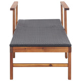 NNEVL Sun Lounger Poly Rattan and Solid Acacia Wood Black