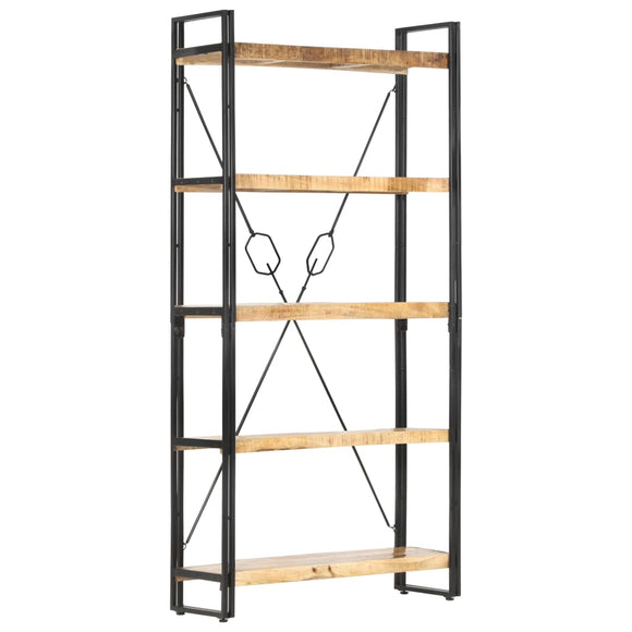 NNEVL 5-Tier Bookcase 90x30x180 cm Solid Mango Wood