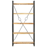 NNEVL 5-Tier Bookcase 90x30x180 cm Solid Mango Wood
