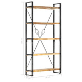 NNEVL 5-Tier Bookcase 90x30x180 cm Solid Mango Wood
