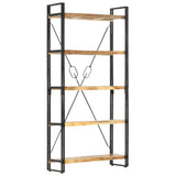 NNEVL 5-Tier Bookcase 90x30x180 cm Solid Mango Wood