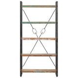 NNEVL 5-Tier Bookcase 90x30x180 cm Solid Reclaimed Wood