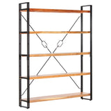 NNEVL 5-Tier Bookcase 140x30x180 cm Solid Acacia Wood