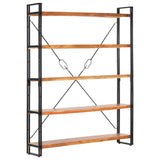 NNEVL 5-Tier Bookcase 140x30x180 cm Solid Acacia Wood