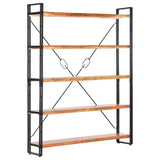 NNEVL 5-Tier Bookcase 140x30x180 cm Solid Acacia Wood