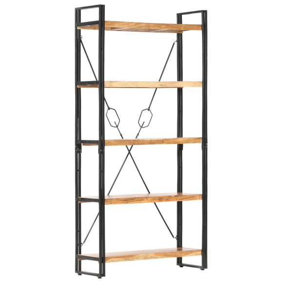 NNEVL 5-Tier Bookcase 90x30x180 cm Solid Acacia Wood