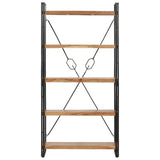 NNEVL 5-Tier Bookcase 90x30x180 cm Solid Acacia Wood