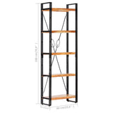 NNEVL 5-Tier Bookcase 60x30x180 cm Solid Acacia Wood