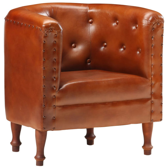 NNEVL Tub Chair Brown Real Leather