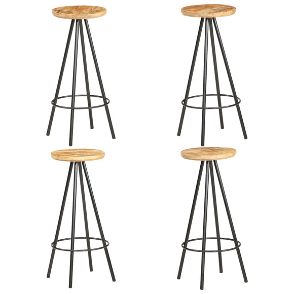 NNEVL Bar Stools 4 pcs Rough Mango Wood