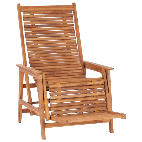 NNEVL Garden Lounge Chair with Footrest Solid Teak Wood