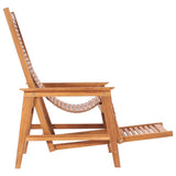 NNEVL Garden Lounge Chair with Footrest Solid Teak Wood