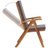 NNEVL Reclining Garden Chairs with Cushions 2 pcs Solid Teak Wood Grey