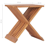 NNEVL Folding Stool 40x32x45 cm Solid Teak Wood