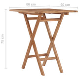 NNEVL Folding Garden Table 60x60x75 cm Solid Teak Wood