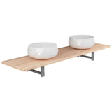 NNEVL Three Piece Bathroom Furniture Set Ceramic Oak