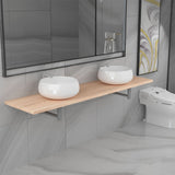 NNEVL Three Piece Bathroom Furniture Set Ceramic Oak