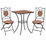 NNEVL 3 Piece Mosaic Bistro Set Ceramic Tile Terracotta