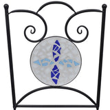 NNEVL 3 Piece Mosaic Bistro Set Ceramic Tile Blue and White