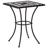 NNEVL 3 Piece Mosaic Bistro Set Ceramic Tile Black and White