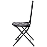 NNEVL 3 Piece Mosaic Bistro Set Ceramic Tile Black and White