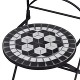 NNEVL 3 Piece Mosaic Bistro Set Ceramic Tile Black and White