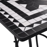 NNEVL 3 Piece Mosaic Bistro Set Ceramic Tile Black and White
