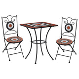 NNEVL 3 Piece Mosaic Bistro Set Ceramic Tile Terracotta and White